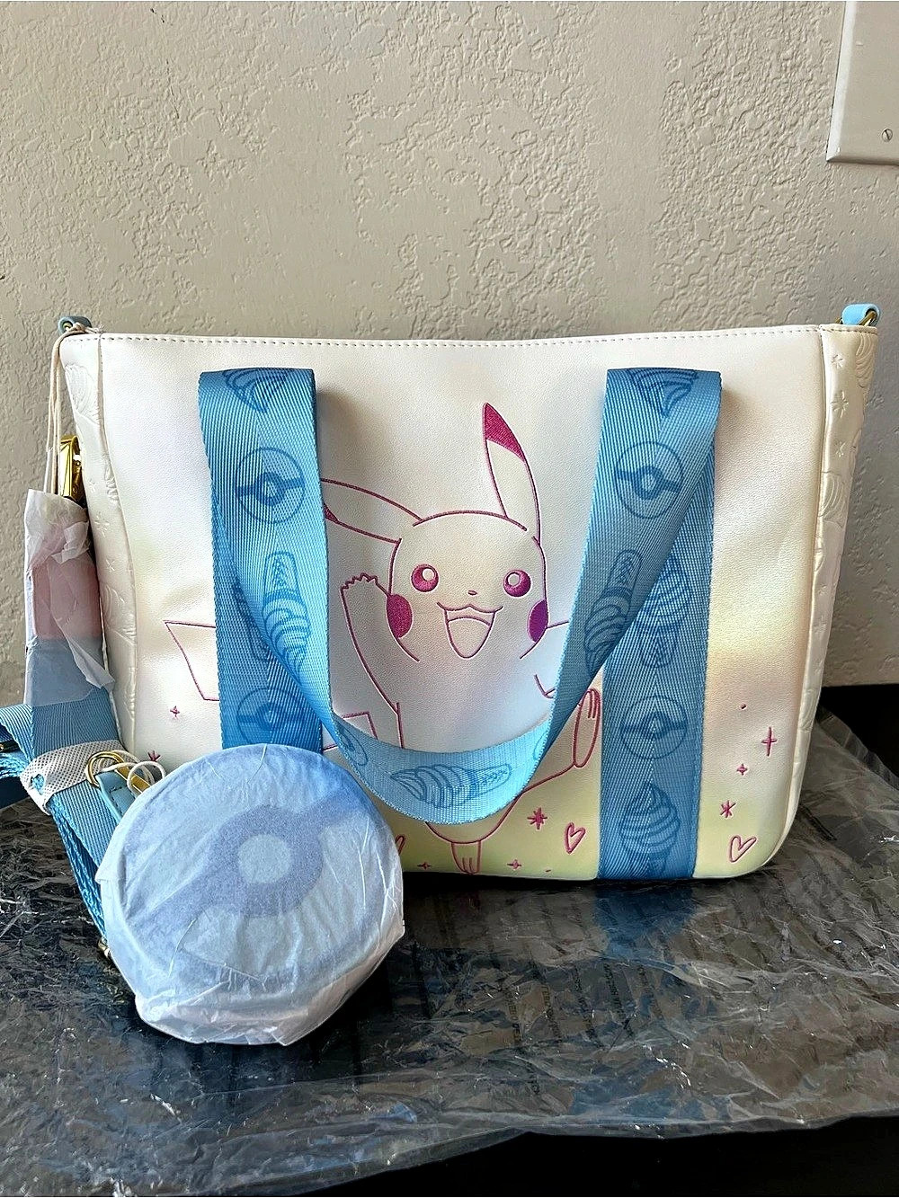 Loungefly Pokemon Iridescent Pikachu Tote Crossbody Bag With Coin Bag - NWT